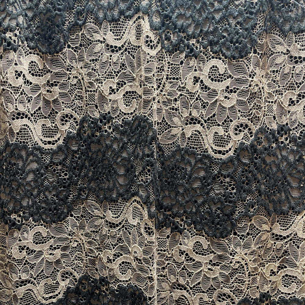 Gothic Whimsical Victorian Lace Dress Size 8 Black Brown Applique Lace Medieval